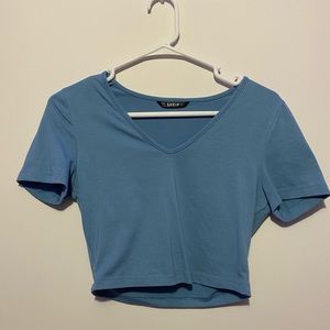 SHEIN blue v-neck crop top